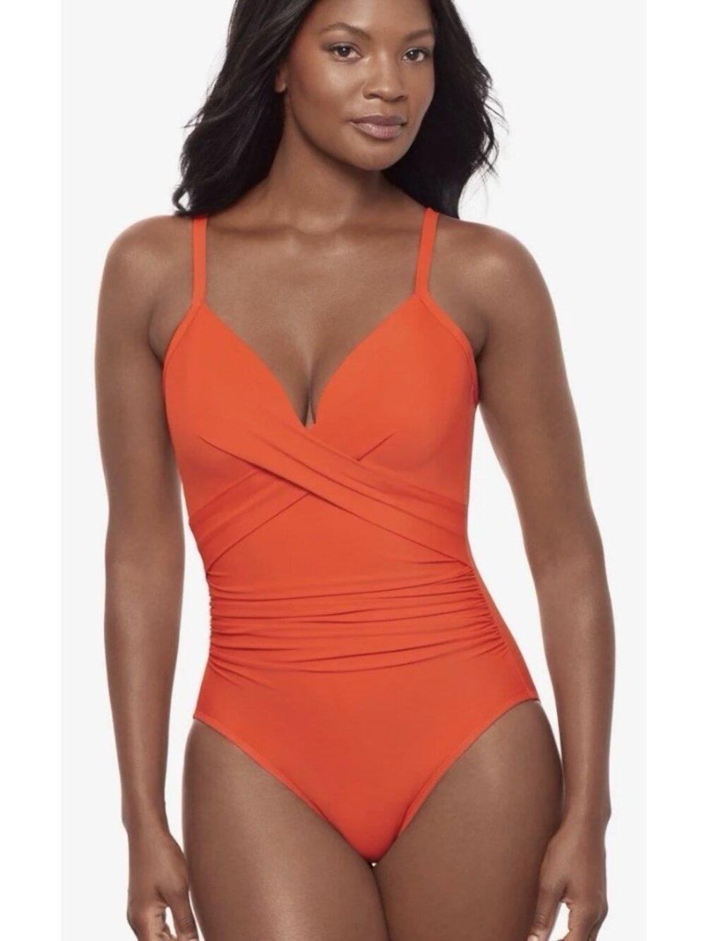 Miraclesuit Rock Solid Captivate One Piece Swimsuit Orange Sz 12 Underwire